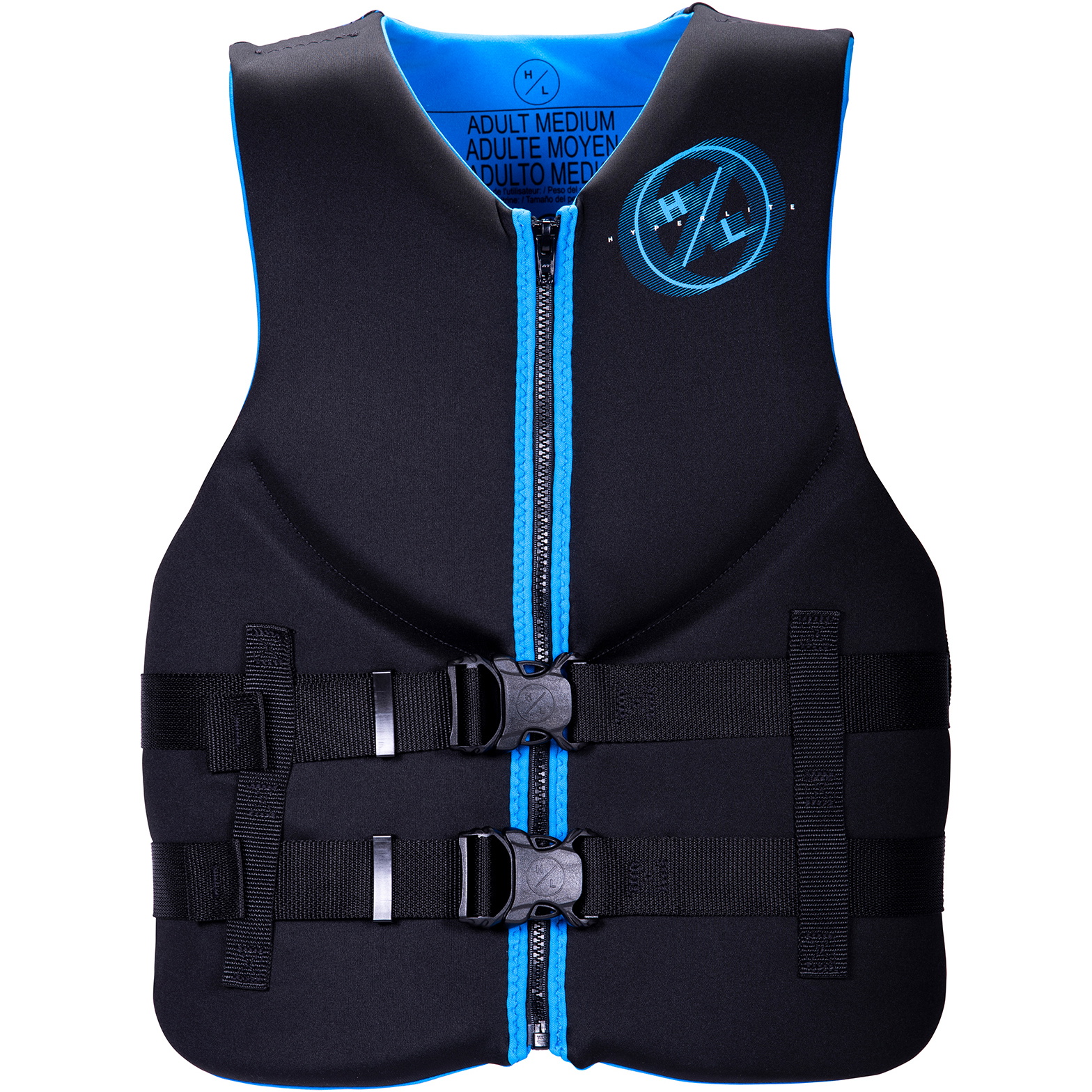 Hyperlite Mens Indy Neoprene CGA Front Zip Wake Impact Vest H23V-CGA-IND - Black / Blue